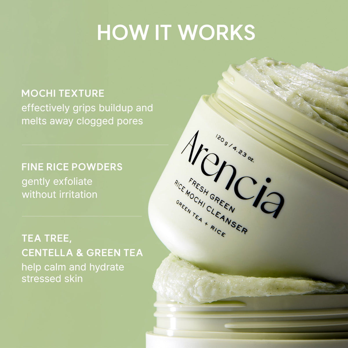 Arencia - Fresh Green Rice Mochi Cleanser, 120g
