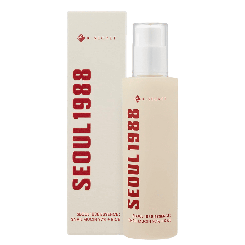 K-SECRET Seoul 1988 essence bottle and packaging on a white background